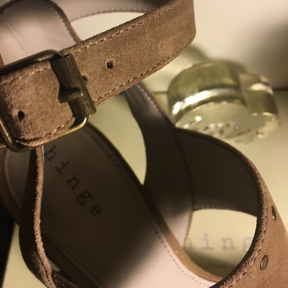 Hinge HG Corrine Brown Suede Sandal Heels US 9.5 - Picture 5 of 6